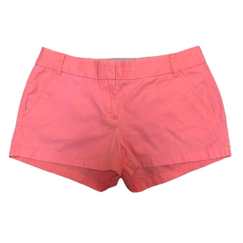 J. Crew Chino Shorts Sz 10 100% Cotton Bright Coral Pink Spring Summer